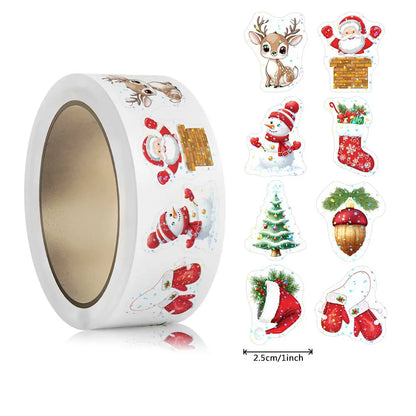 500pcs Laser Cartoon Christmas Stickers Christmas Gift Wrapping Label Sticker Reward Stickers Scrapbook Stationery,1" Beauty World Shop