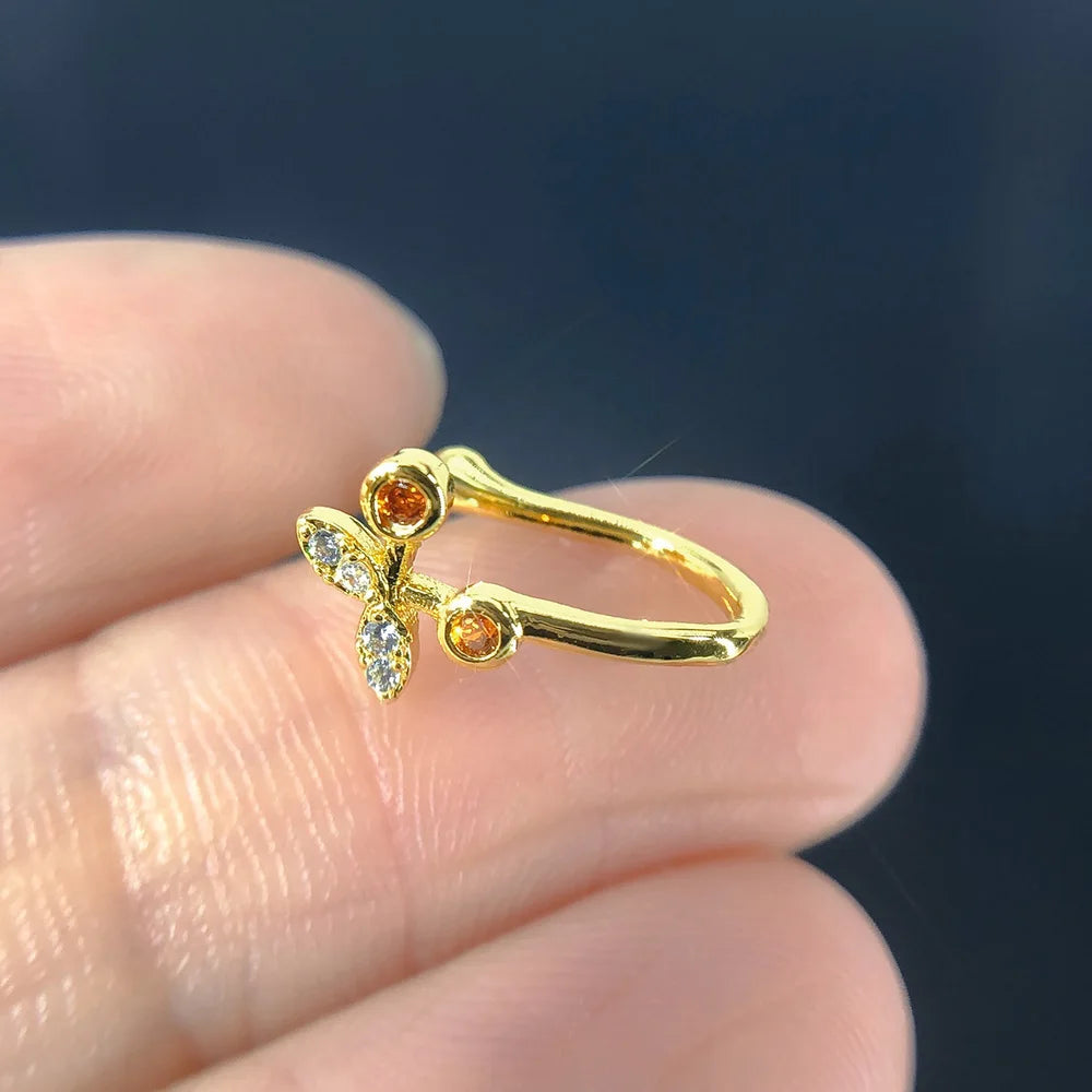 Fake Piercing Clip Nose Ring Cuff Body Jewelry for Women New Trend 1PCS Ear Cuffs Heart Star Flowers Butterfly Clip Rings KAE197 Beauty World Shop