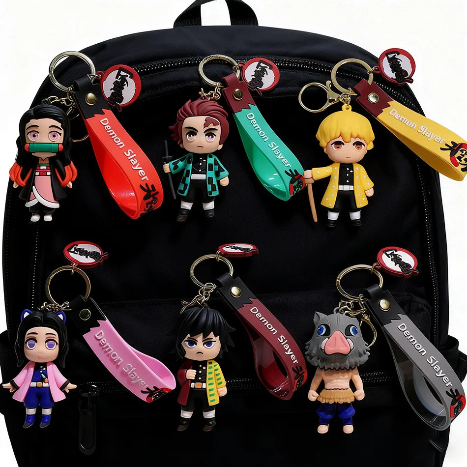 Anime Figure Demon Slayer Keychain Car Keychain Cartoon Backpack Pendant Handmade Backpack Pendant Kids birthday Christmas Gifts Beauty World Shop
