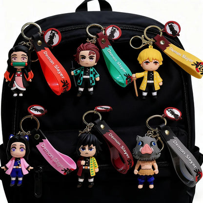 Anime Figure Demon Slayer Keychain Car Keychain Cartoon Backpack Pendant Handmade Backpack Pendant Kids birthday Christmas Gifts Beauty World Shop