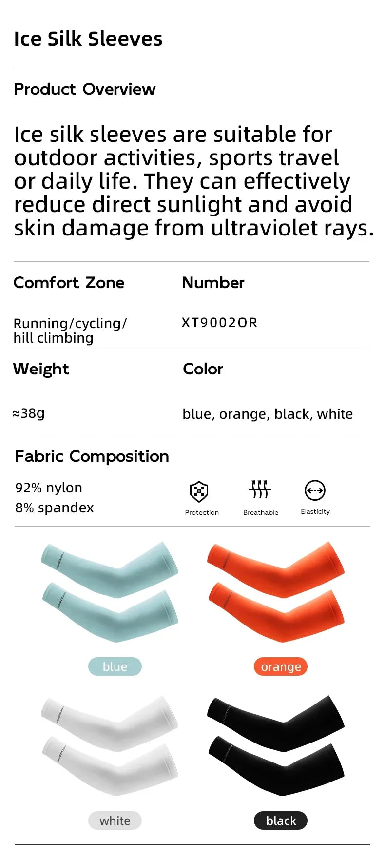 ROCKBROS Ice Silk Arm Sleeves Sun Protection UV Mangas Running Cycling Arm Warmers Sports Basketball Volleyball Cool Arm Sleeves Beauty World Shop