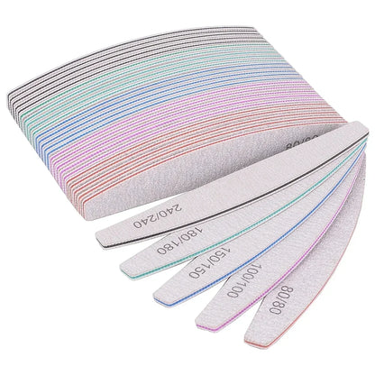 5/10Pcs Professional Nail File 150/180 Sandpaper Strong Thick Nail Files Sanding Half Moon Lime nail accessories and Tools Beauty World Shop