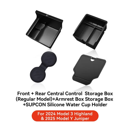 YZ For Tesla Model 3 Highland 2024 Model Y Juniper 2025 Storage Box Center Armrest Hidden Box Cup Holder Organizer Accessories Beauty World Shop
