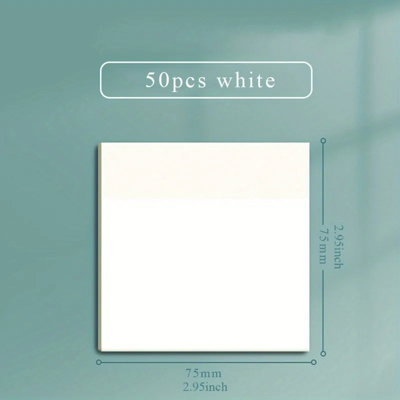 50 Sheets Transparent Sticky Note Pads Waterproof Self-Adhesive Memo Notepad School Office Supplies Stationery Beauty World Shop
