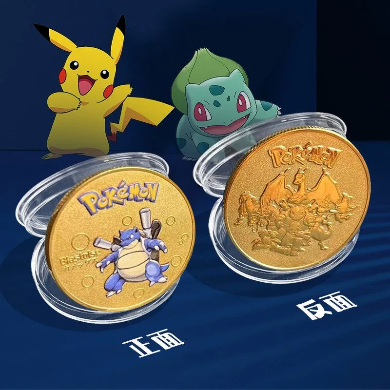 Pokemon commemorative Coin Metal Coins Anime Commemorative Coin Charizard Pikachu Golden Pokemon Cards Round Metal Coin Toy Gift Beauty World Shop