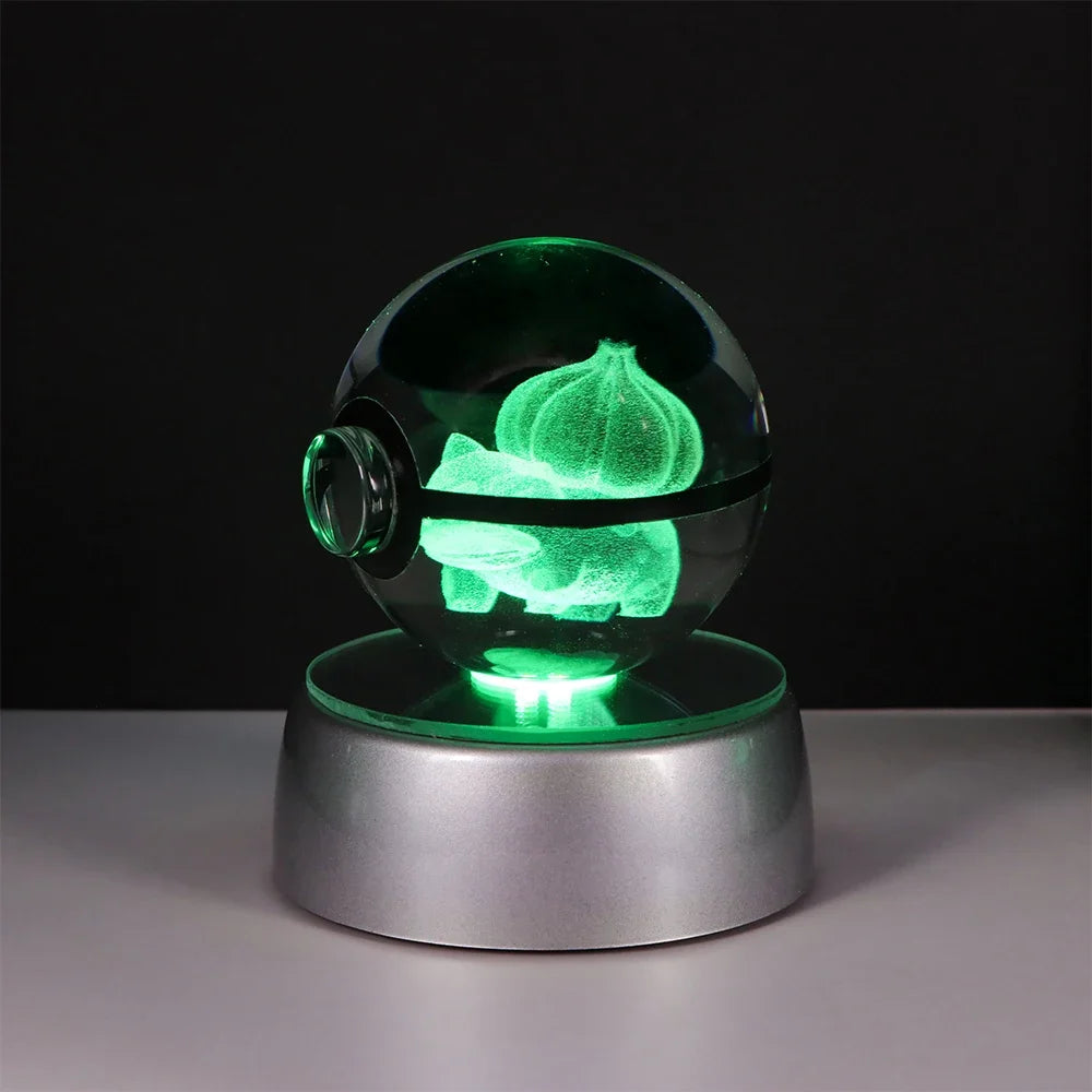 Pokemon Crystal Ball Pikachu Gengar Eevee Mewtwo Lacario Anime Game Pokeball Led Night Light Base Kids Birthday Gift Home Decor Beauty World Shop