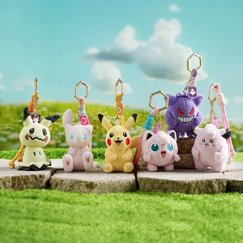 Original Anime Pokemon Kawaii Pikachu Keychain Gengar Mew Jigglypuff Mimikyu Stuffed Toy Cute Plush Keyring Doll Pendant Gift Beauty World Shop
