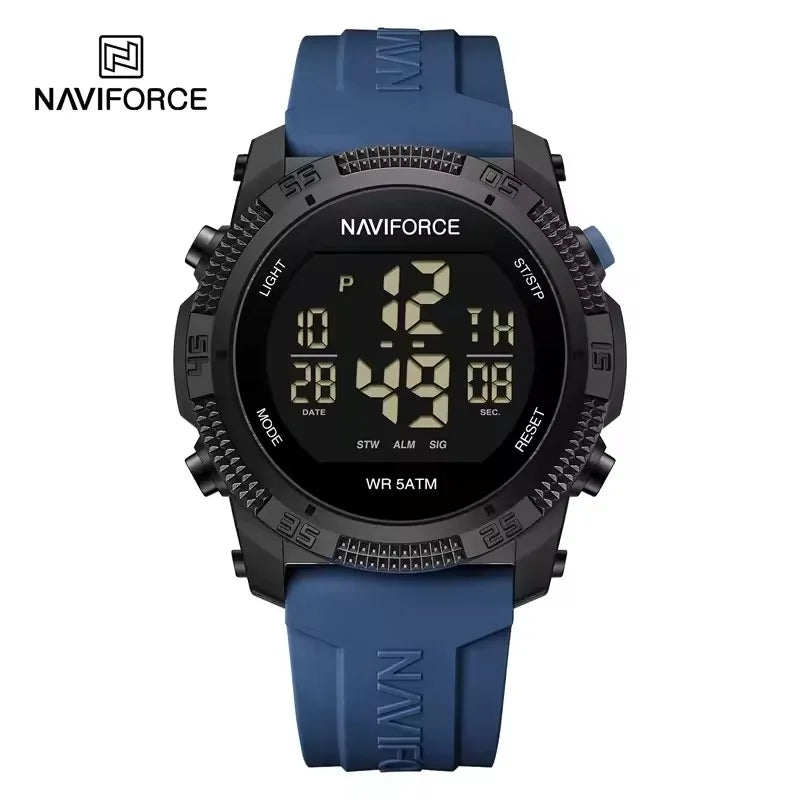 NAVIFORCE 7104 Sports Men's LCD Digital Leisure Date Week Alarm Clock Waterproof Silicone Strap Electronic Watch électronique Beauty World Shop