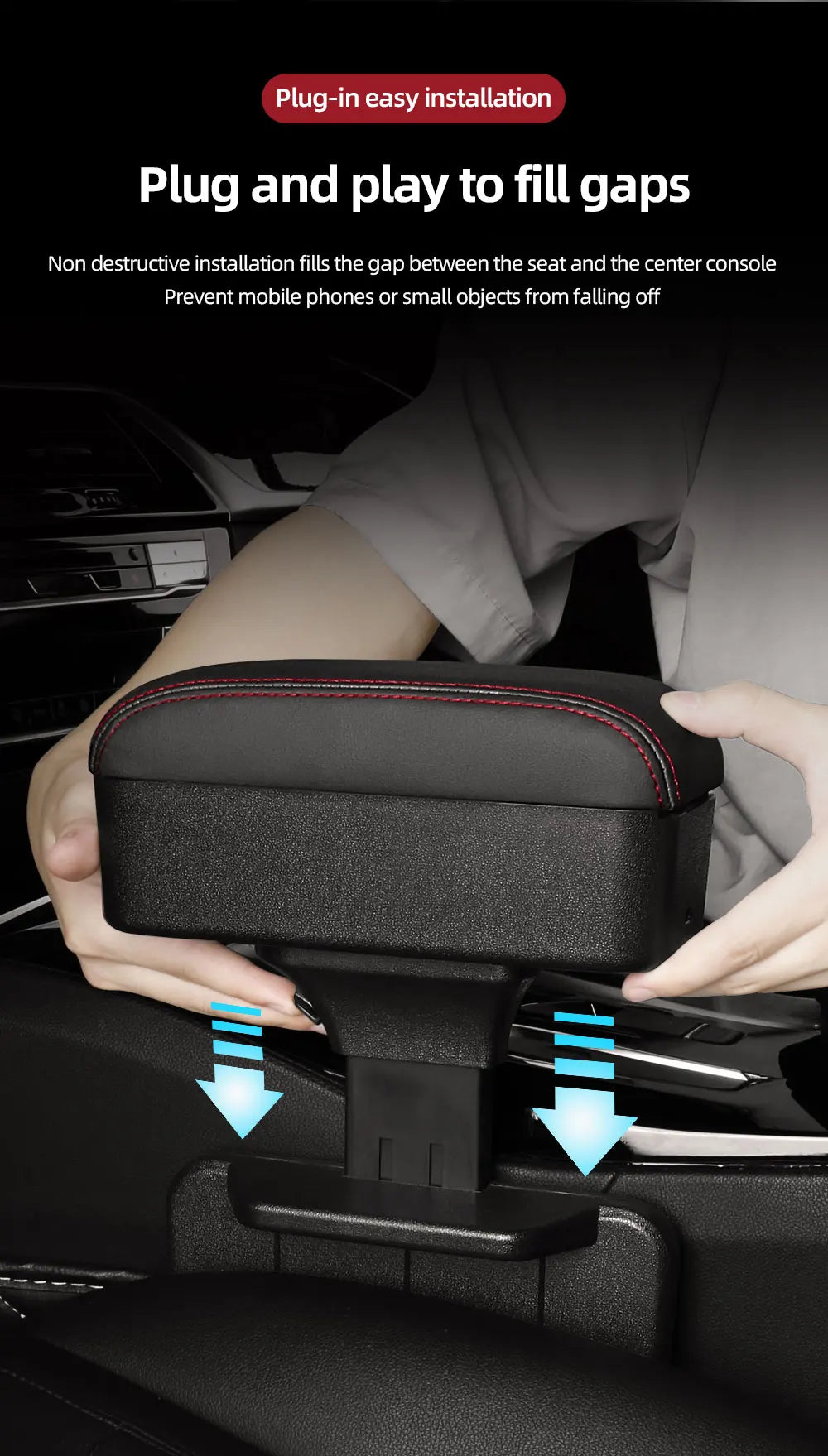 Height Adjustable Car Center Console Gap Storage Organizer with Liftable Tray Elbow Support Armrest Pad for SUV Sedan Beauty World Shop