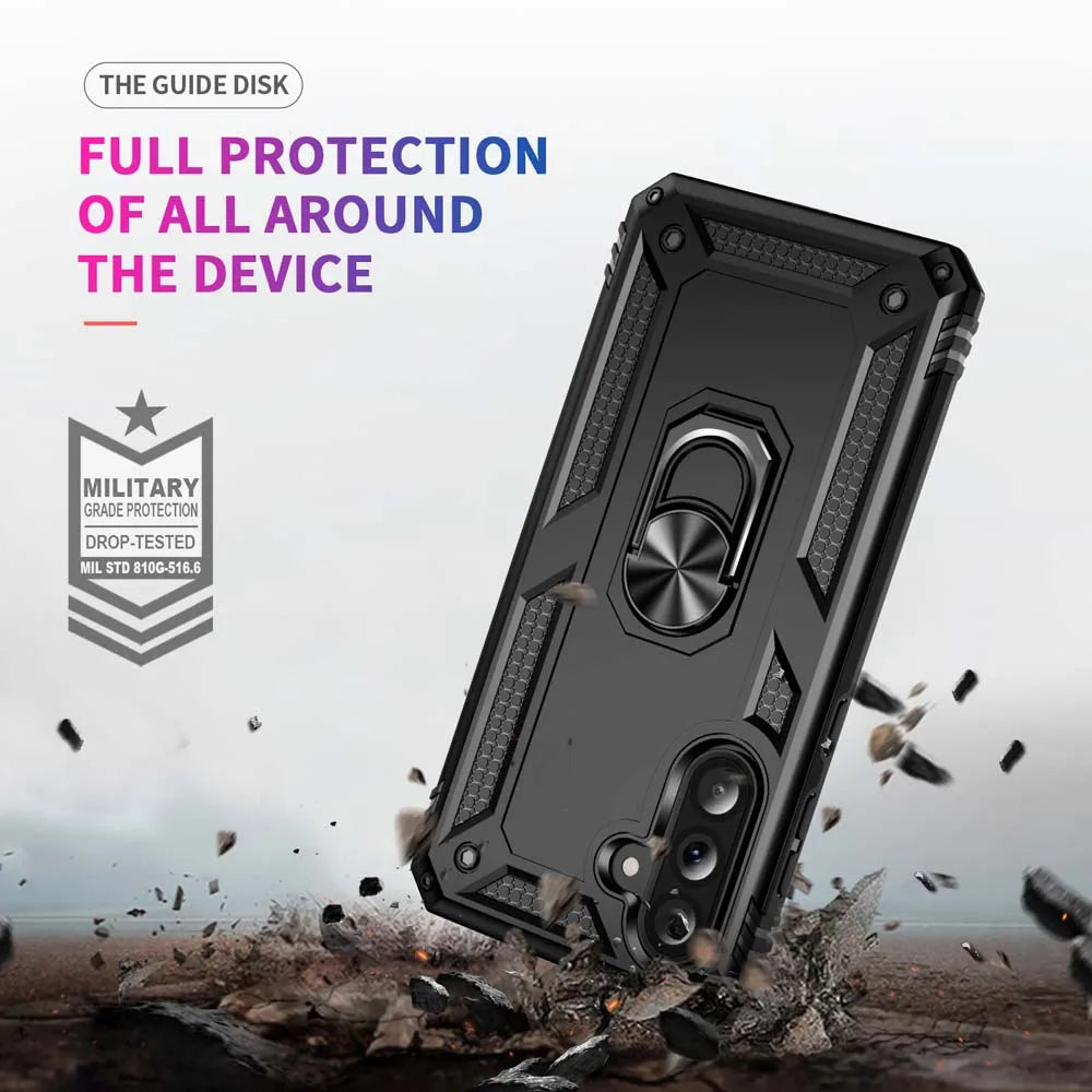 Shockproof Armor For Samsung Galaxy A56 A36 A26 5G Case Phone Case Ring Stand Bumper Silicone Phone Back Cover Beauty World Shop