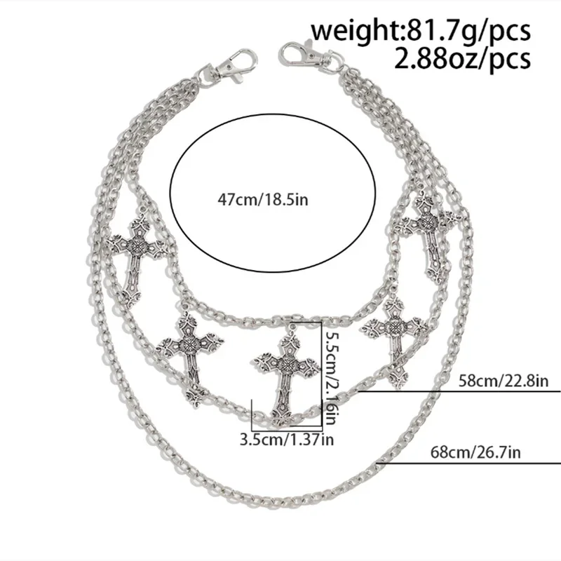 Fashion Punk Metal Pants Chain Hip Hop Waist Chain Cross Pendant Jeans Chain For Men Women Accessories Gifts Beauty World Shop