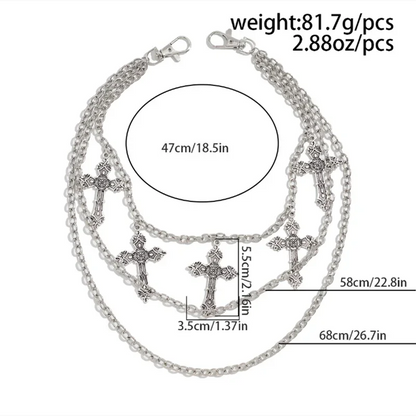 Fashion Punk Metal Pants Chain Hip Hop Waist Chain Cross Pendant Jeans Chain For Men Women Accessories Gifts Beauty World Shop