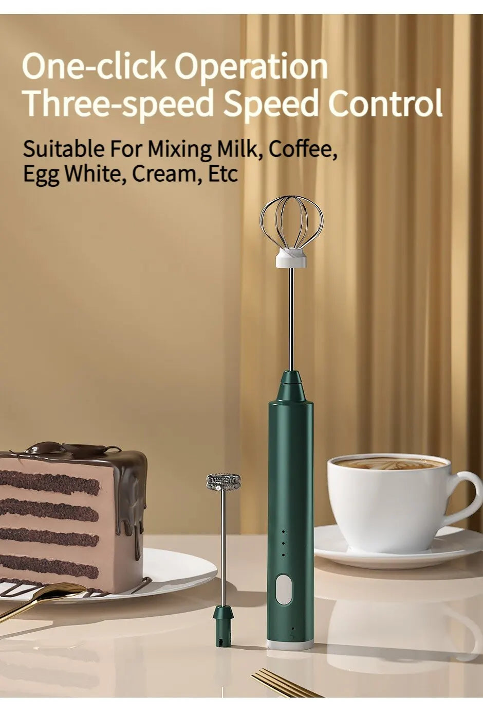 1 PCS USB Rechargeable Handheld Egg Beater 3 Speeds Electric Milk Frother Foam Maker Mixer Coffee Drink Frothing Wand Foamer Beauty World Shop