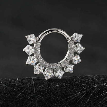 Right Grand ASTM F136 Titanium 16G CZ Hinged Clicker Segment Hoop Ring 8mm/10mm Daith Helix Earring Septum Nose Piercing Jewelry Beauty World Shop