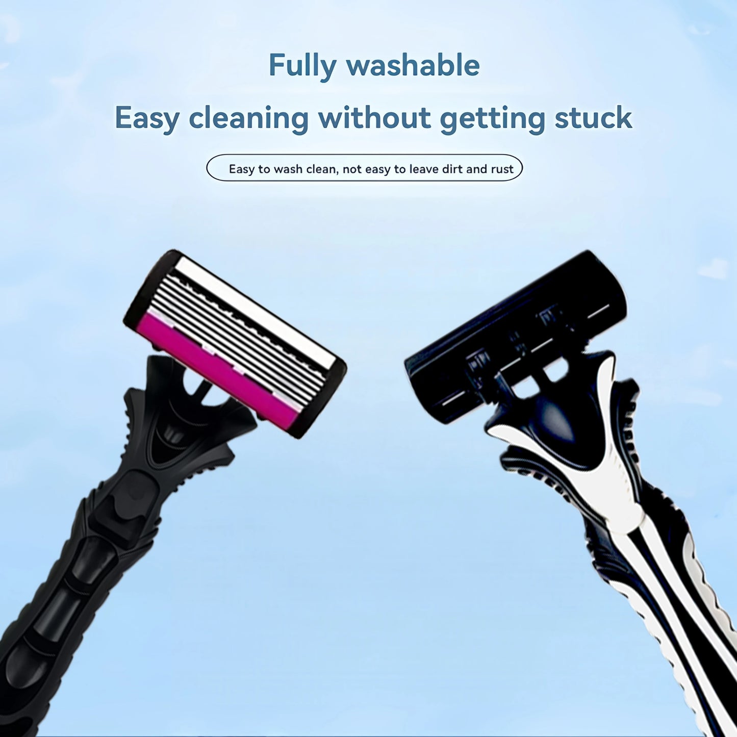 6-layer classic razor, razor set, stainless steel blade, manual safety razor, reusable blade, silicone anti-skid layer Beauty World Shop