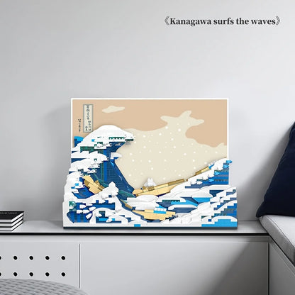 Pantasy Kanagawa Surfing Puzzle Ukiyo-E Building Block Decoration Creative Assembling Toy World Famous Painting Gift Beauty Fashion