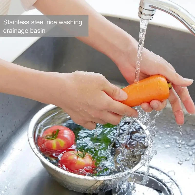 Rice Washer Strainer Bowl Stainless Steel 304 Rice Washing Bowl Rice Sieve Colander Fruit And Vegetable Strainer Kitchen Tools Beauty World Shop