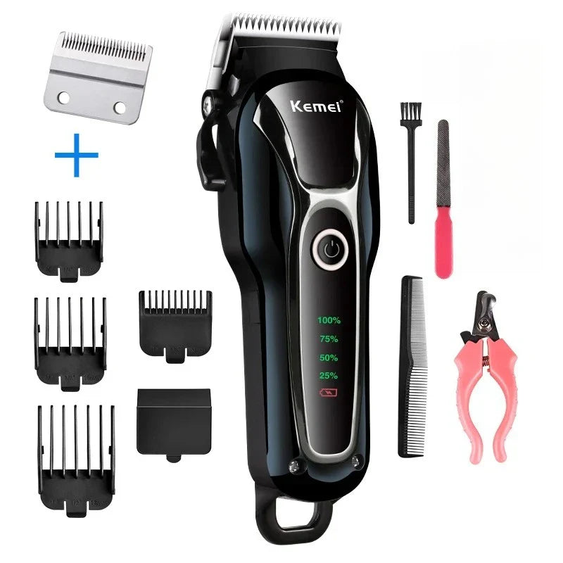 Kemei Rechargeable Professional Dog Hair Trimmer for Cat Cutter Grooming Machine Hair Remover Animal Hair Clipper for Pet Beauty Trend Shop
