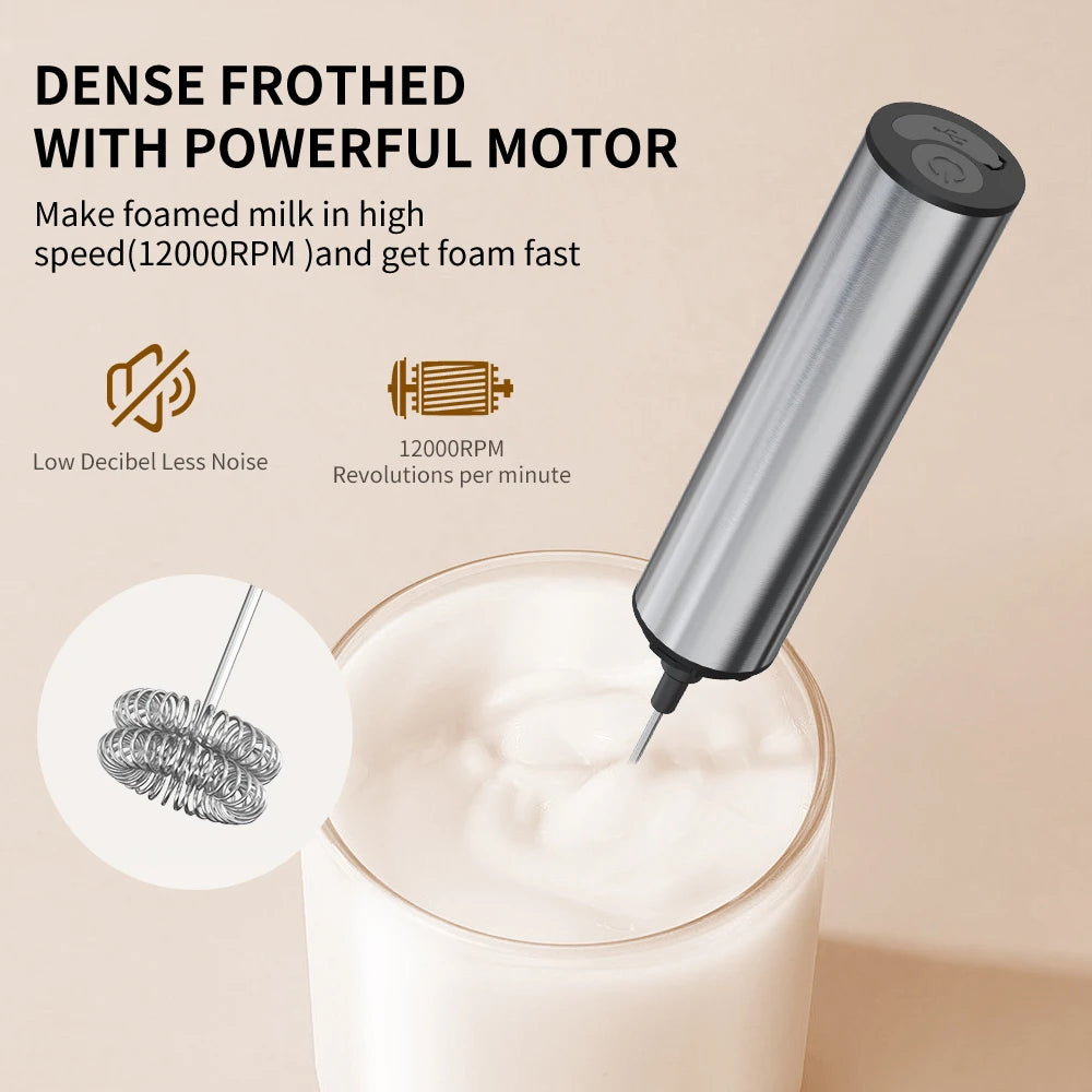 Kitchen Powerful Stirrer Milk Frother Handheld Foam Maker for Lattes Whisk Drink Mixer Coffee Electric Rechargable Egg Beater Beauty World Shop