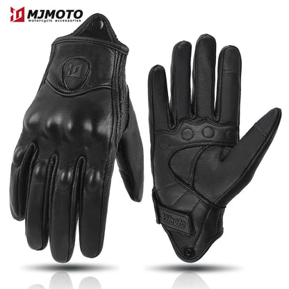 With CE Approved Summer Retro Perforated Leather Motorcycle Gloves Men Women Full Finger Motocross Dirt Biker Glove Guantes Moto Beauty World Shop