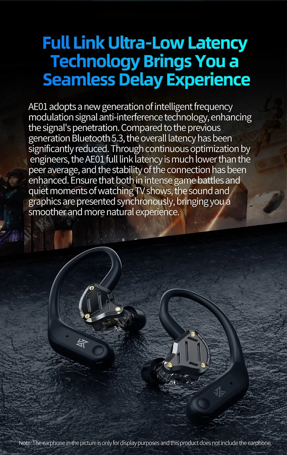KZ AE01 Wireless Ear Hook Bluetooth-compatible 5.4 Earphones Cable With Charging Case C PIN Connector For PR1PRO DQ6 ZVX EDXPRO