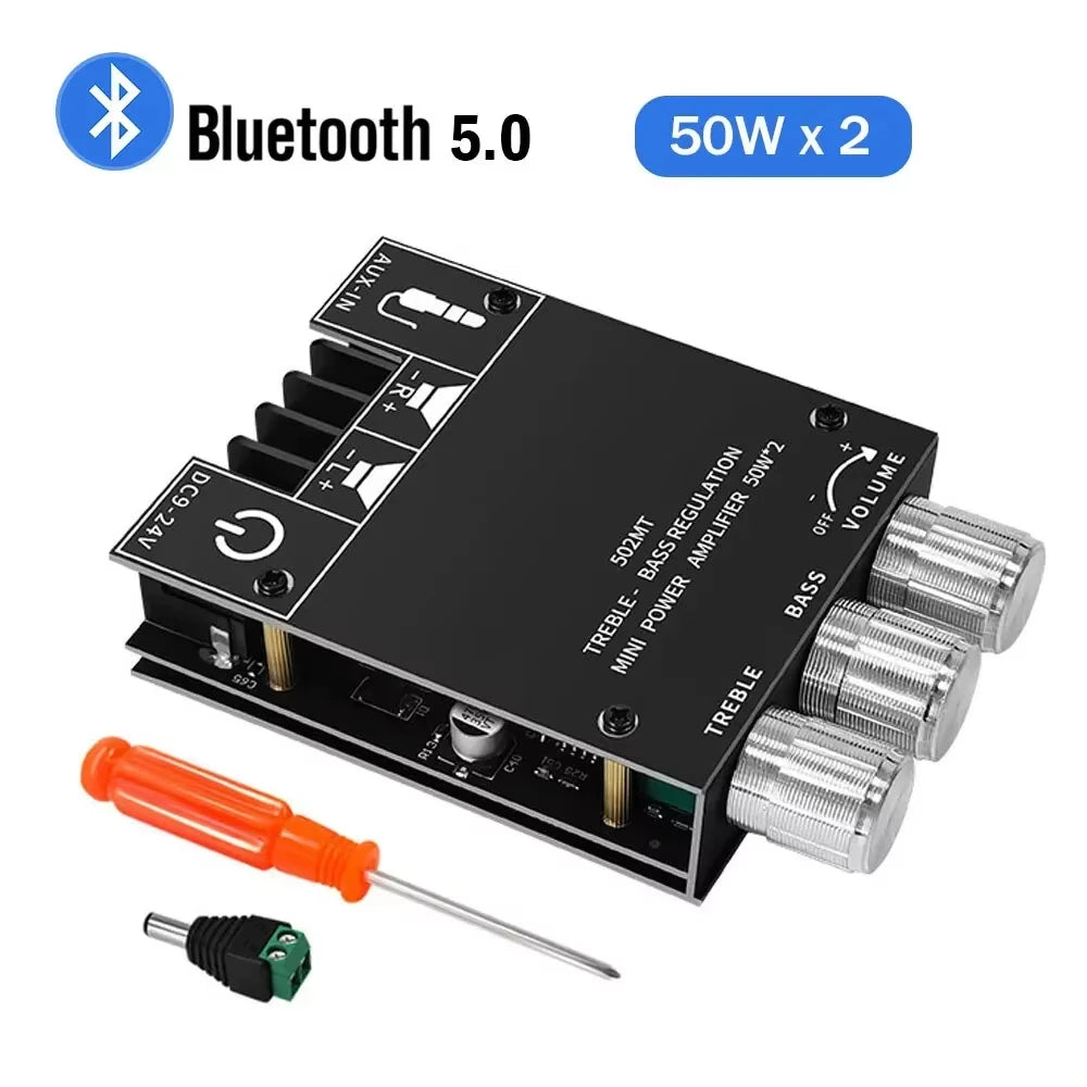 Bluetooth 5.0 Subwoofer Amplifier Board 2.0 Channel High Power Audio Digital HIFI Stereo Amplifier Board 2X50W Bass AMP ZK-502MT Beauty World Shop