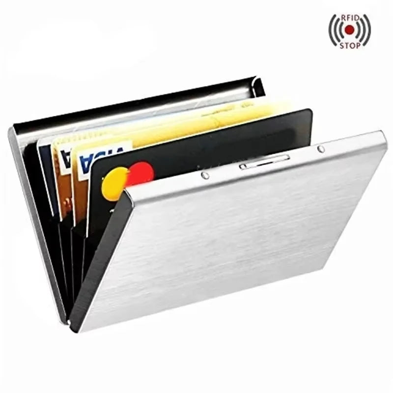 Anti-Scan RFID 6 Cards Large capacity Aluminum Metal Credit Card Holder Slim Blocking Wallet Case Business Card Protection Hold Beauty World Shop