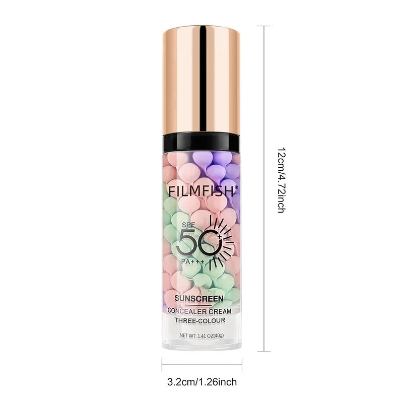 Face Makeup Primer Tri-color Cream Contour Color Isolation Waterproof Makeup Foundation Natural Makeup Base Cream 40g Beauty World Shop