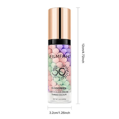 Face Makeup Primer Tri-color Cream Contour Color Isolation Waterproof Makeup Foundation Natural Makeup Base Cream 40g Beauty World Shop