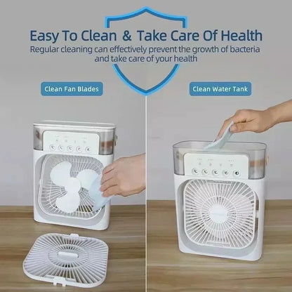 New 3 In 1 Fan AIr Conditioner Household Mini Air Cooler LED Night Light Portable Humidifier Air Adjustment Fan Office Home Fan Beauty World Shop