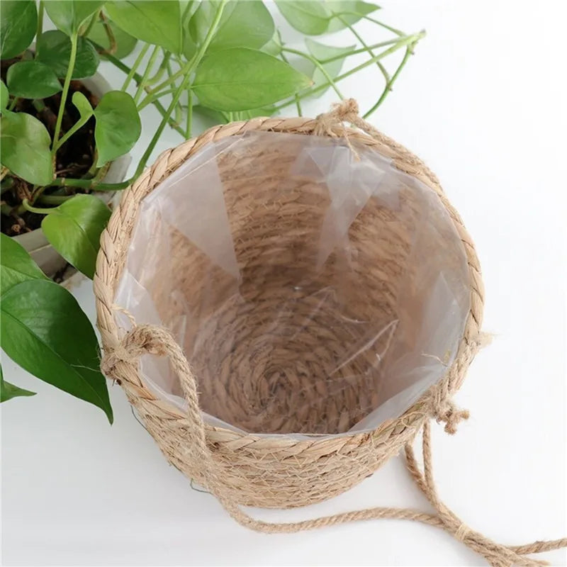 Garden Hanging Planter Macrame Plant Storage Basket Jute Rope Woven Indoor Outdoor Flower Pot Holder Plant Hangers Home Decor Beauty Trend Shop