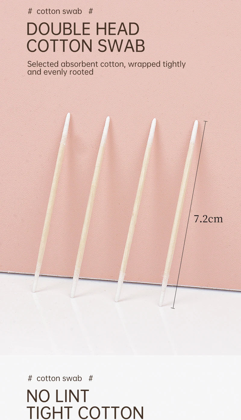 100/300 Pcs Disposable Ultra-small Cotton Swab Brush Lint Free Micro Wood Makeup Brushes Eyelash Extension Glue Removing Tools Beauty World Shop