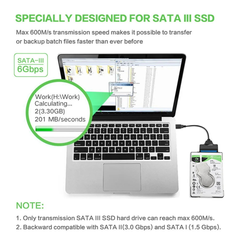 Sata To USB 3.0 Adapter Cable USB To SATA 3 Cable Support 22 Pin 2.5 Lnche External HDD SSD Hard Disk Computer Connector Fit Beauty World Shop