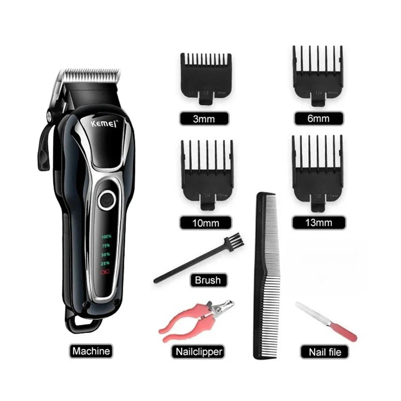 Kemei Rechargeable Professional Dog Hair Trimmer for Cat Cutter Grooming Machine Hair Remover Animal Hair Clipper for Pet Beauty Trend Shop