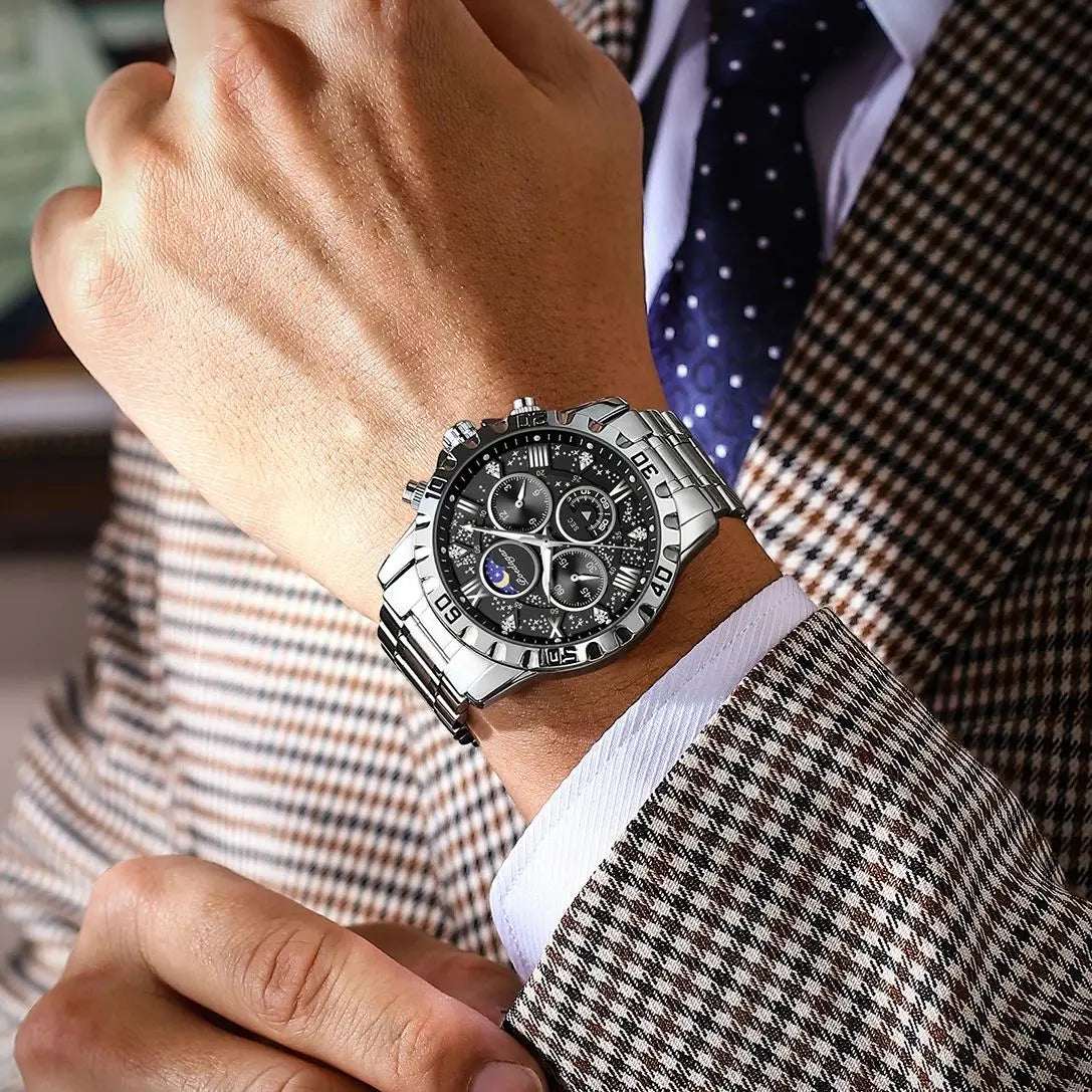 POEDAGAR Luxury Man Watch Waterproof Luminous Stainless Steel Quartz Men's Wristwatch Chronograph Military Watches For Men Reloj Beauty World Shop