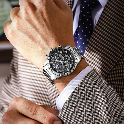 POEDAGAR Luxury Man Watch Waterproof Luminous Stainless Steel Quartz Men's Wristwatch Chronograph Military Watches For Men Reloj Beauty World Shop