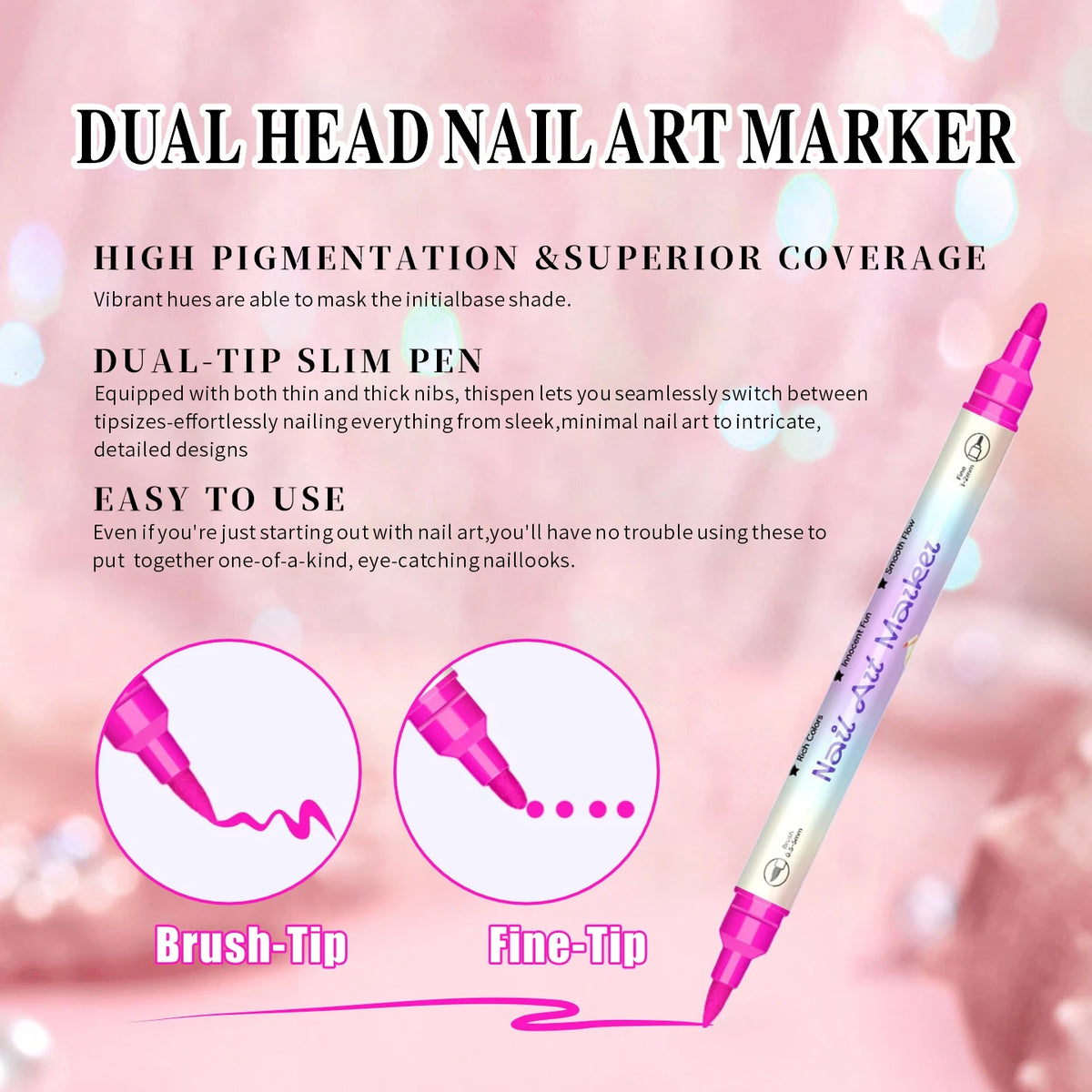 24 Color Double Headed Nail Art Graffiti Pen Acrylic Pen Set, Metallic Dopamine Color Nail Art Graffiti Pen, Pointillism Graffit Beauty World Shop