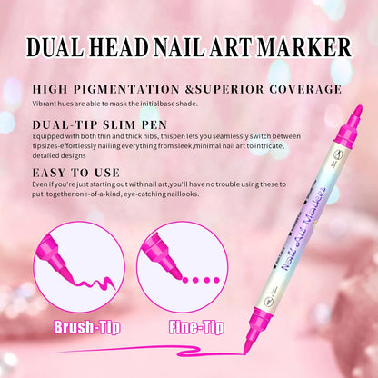24 Color Double Headed Nail Art Graffiti Pen Acrylic Pen Set, Metallic Dopamine Color Nail Art Graffiti Pen, Pointillism Graffit Beauty World Shop