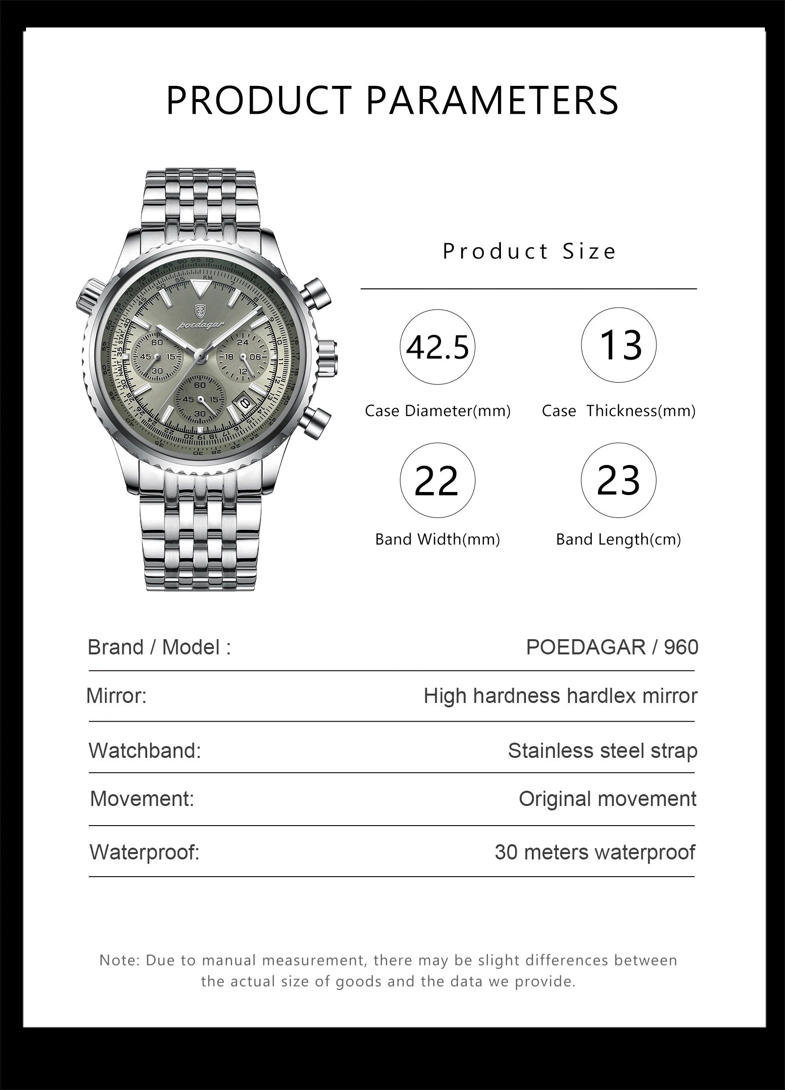 POEDAGAR Luxury Fashion Men Watch Stainless Steel Waterproof Luminous Quartz Male Clock Date Chronograph Military Men's Watches Beauty World Shop