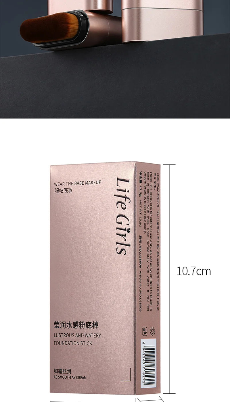 Light and Moist Hydrating Foundation, Natural-Looking, Moisturizing, Shiny, Thin and Lightweight, Double-Headed Makeup Foundation That Rotates for Easy Use, with Its Own Brush, Waterproof, Easy to Apply Makeup, and Easy for B Beauty World Shop