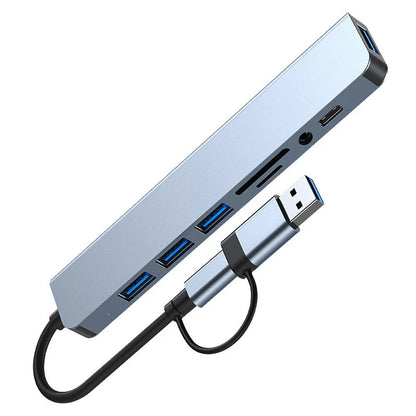 8 in 2 USB +Type C HUB Docking Station with 3.5mm Audio Jack Adapter Micro SD Card Reader Laptop Tablet Phone Disk Converter Beauty World Shop