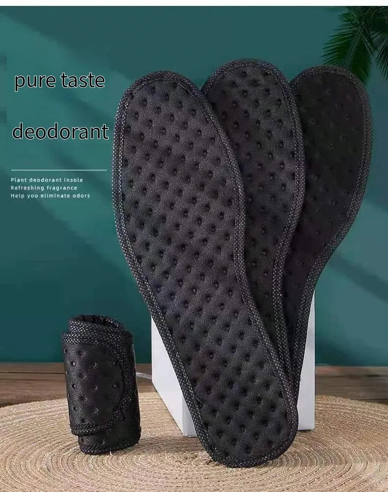 1 Pair Bamboo Charcoal Antibacterial Insoles Plant Deodorant Thick Shock Absorbing for Running Sports Beauty Trend Shop
