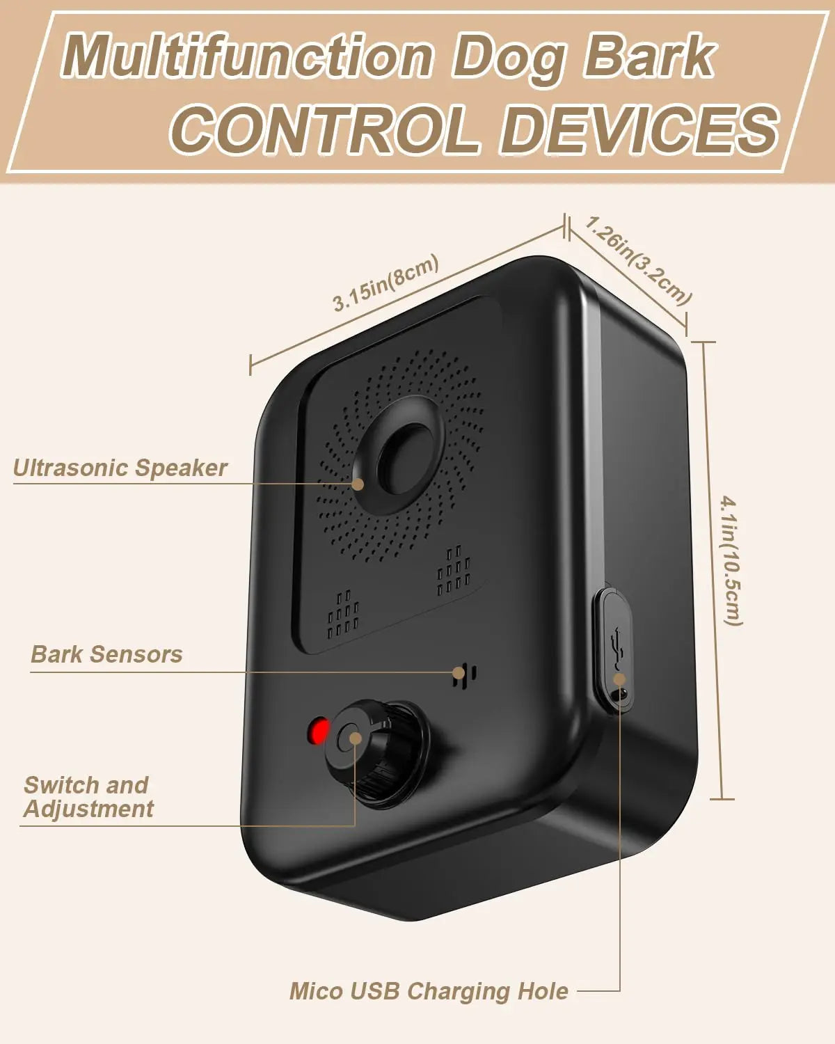 Automatic anti-barking device for dog barking control, rechargeable ultrasonic dog barking deterrent device, outdoor and indoor Beauty World Shop