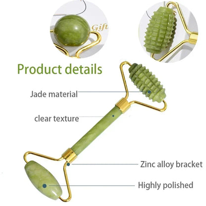 Natural Jade Roller Face Gua Sha, Natural Stone, Body Neck Massager, Acupoint, Eye Care Spa Massage Tools Massage Visage Lifting Beauty World Shop