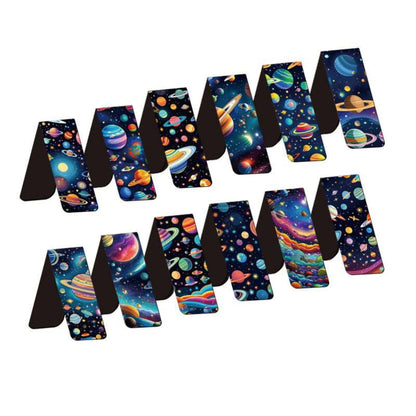 12pcs Space & Planet Themed Magnetic Bookmarks - Durable Paper Page Markers for Students, Teachers and Everyday Use Beauty World Shop