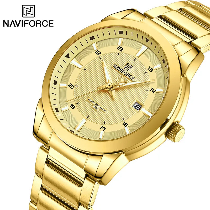 2024 Top Brand NAVIFORCE Mens Watches Stainless Steel Strap Casual Male Quartz Sports Wristwatch Luxury Waterproof Date Clock Beauty World Shop