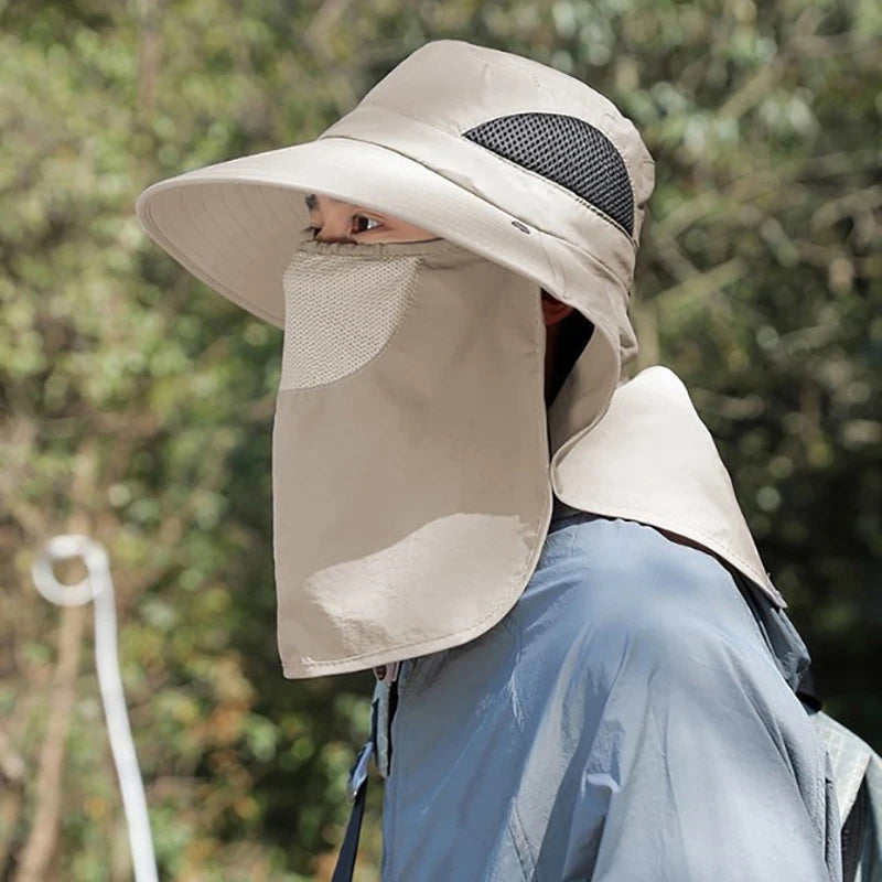 Summer Sun Hats UV Protection Outdoor Hunting Fishing Cap For Men Women Hiking Camping Visor Bucket Hat Neck Flap Fisherman Hat Beauty World Shop