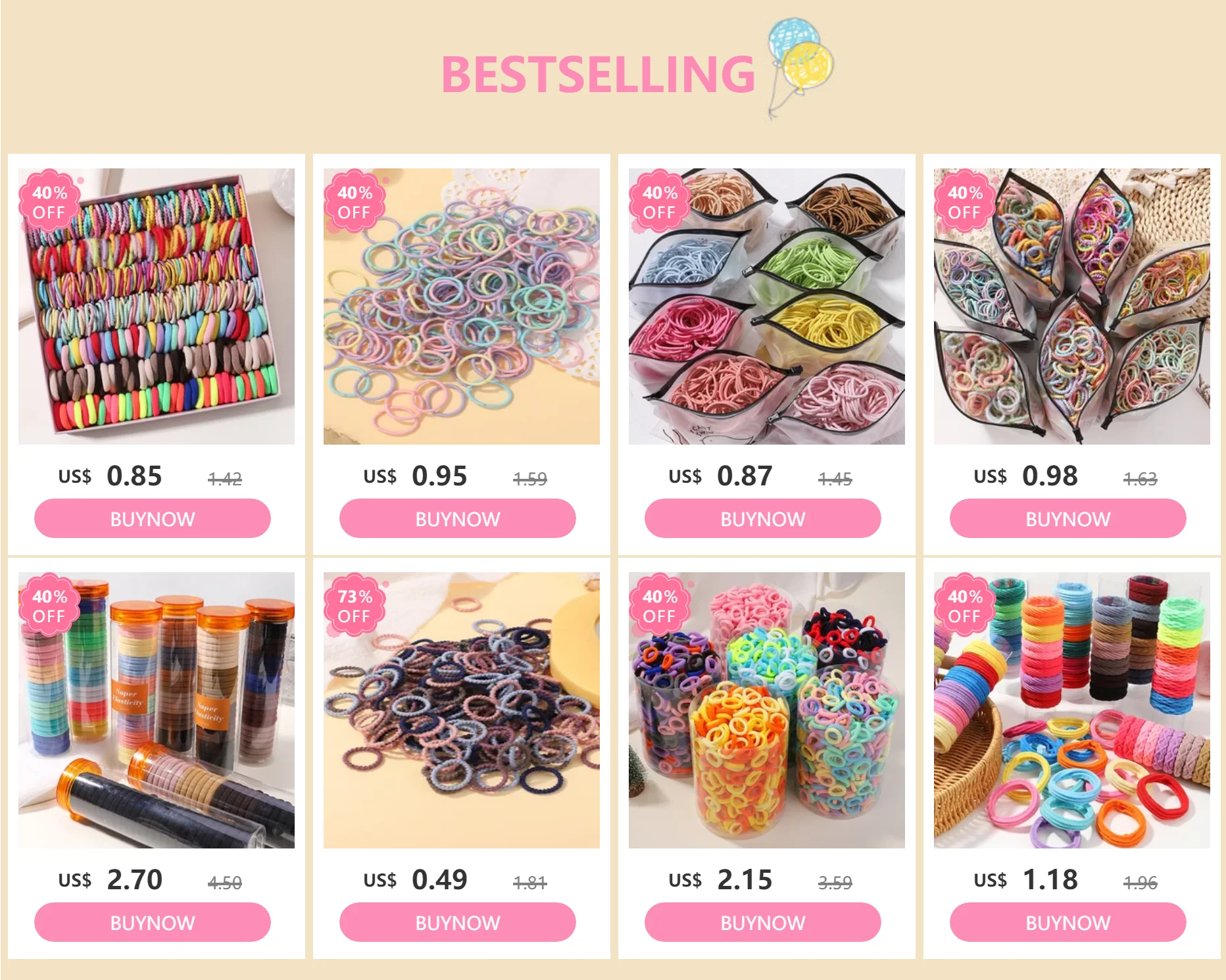 500/1000/2000pcs Girls Colourful Disposable Rubber Band Hair Ties Headband Children Ponytail Holder Bands Kids Hair Accessories Beauty World Shop