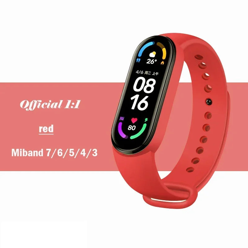 official Silicone Strap For Xiaomi Mi Band 4 5 6 7 Bracelet Sport Watch Wristband Miband4 miband7 Correa Mi band 3 4 5 6 7 Band Beauty Fashion