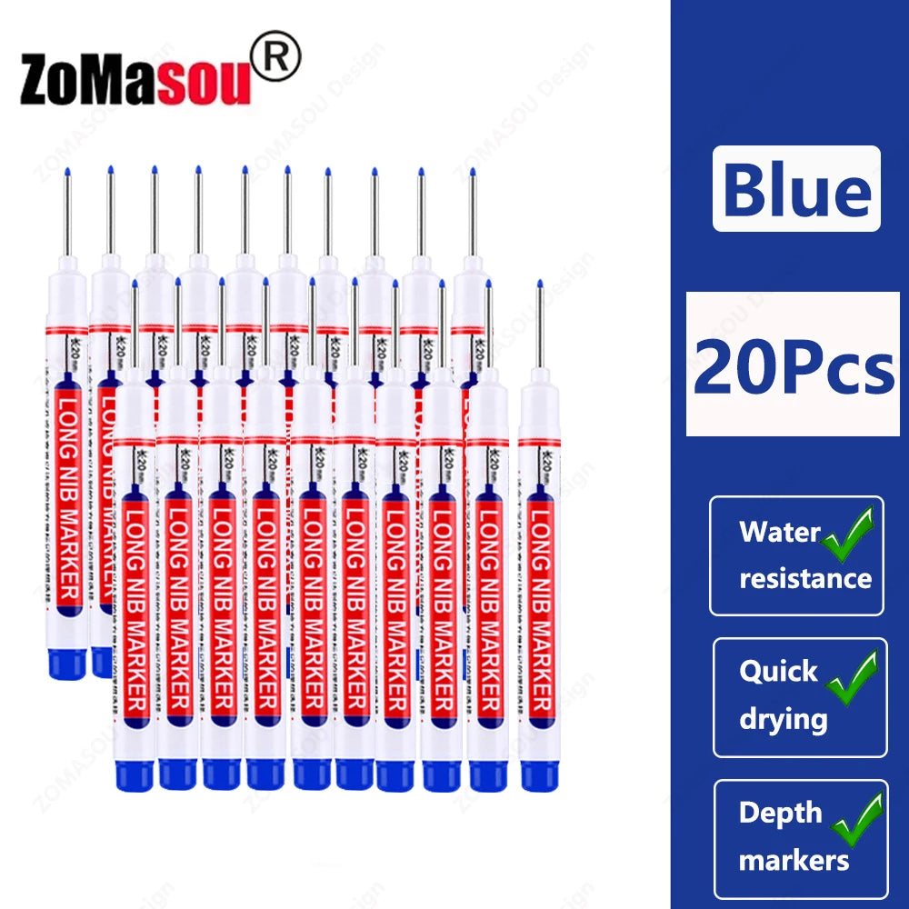 1-100Pcs 2cm Waterproof Long Head Markers Deep Hole Marker Pen for Metal Carpenter Red/Black/Blue/Green Ink Woodworking Tools Beauty World Shop